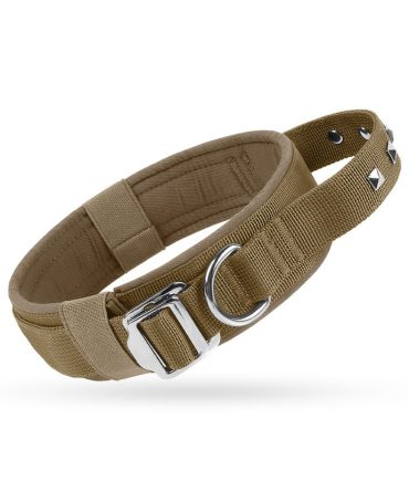 Collar Perro Mediano Grande Nylon Ajustable Caqui