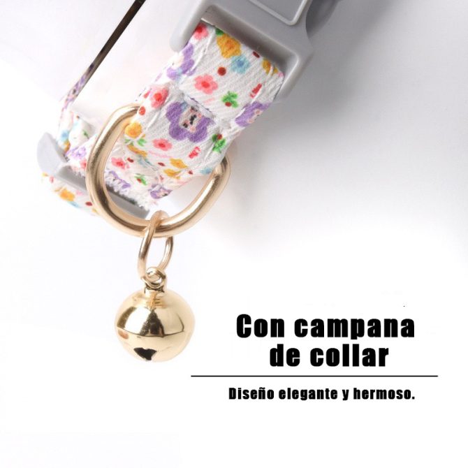 Collar para Perro con Cascabel Motivo de Flores Blanco - Imagen 5