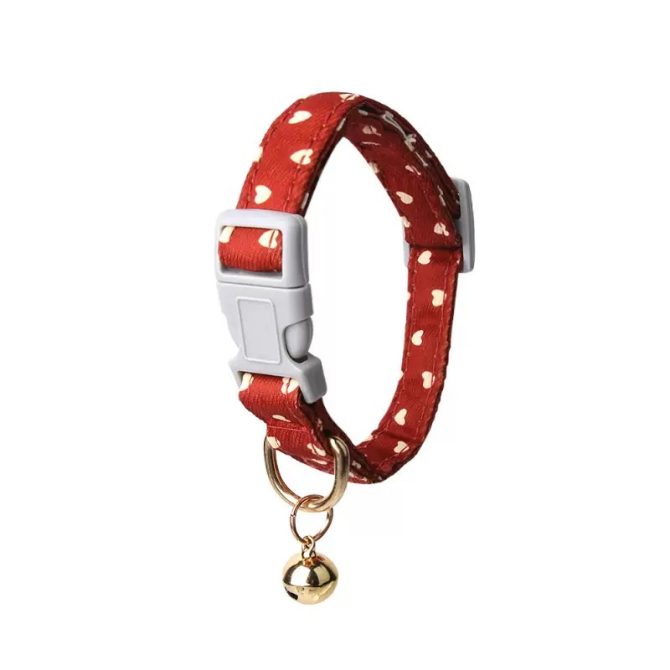 Collar para Perro con Cascabel Motivo de Corazón Rojo