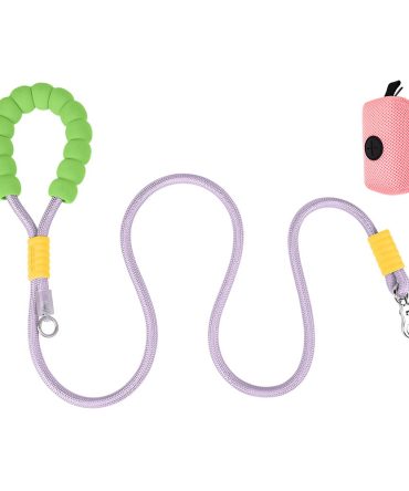Correa para Perro Grande Agarre Suave con Bolsa Verde/Púrpura/Rosa