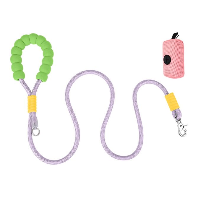 Correa para Perro Grande Agarre Suave con Bolsa Verde/Púrpura/Rosa