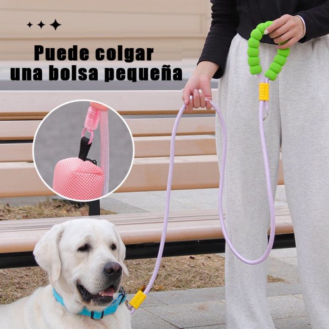 Correa para Perro Grande Agarre Suave Púrpura/Negro - Imagen 4