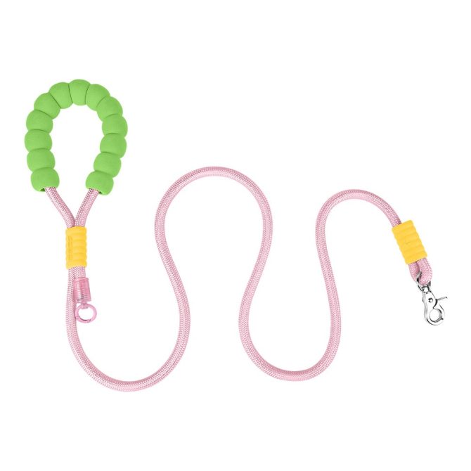 Correa para Perro Grande Agarre Suave Verde/Rosa