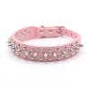 Collar para pasear perros antimordida antifuga con remaches rosa