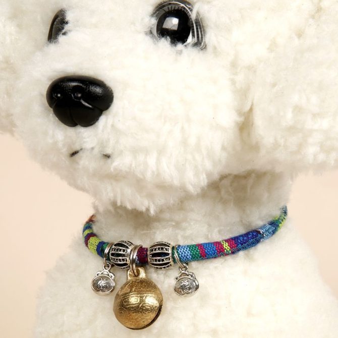 Collar de perro azul con anti-p¨¦rdida de la campana de la noche