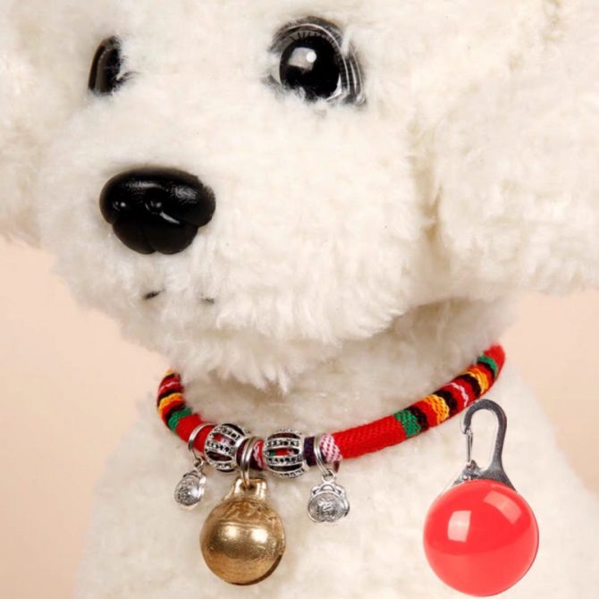 Collar de perro de campana rojo con campana nocturna anti-perdida