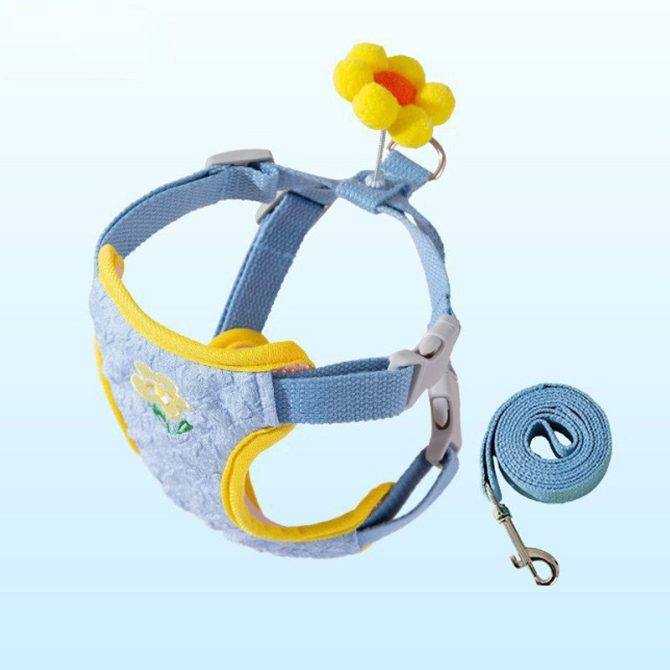 Arnés para Perros Transpirable con Linda Florecita Wiggly Azul