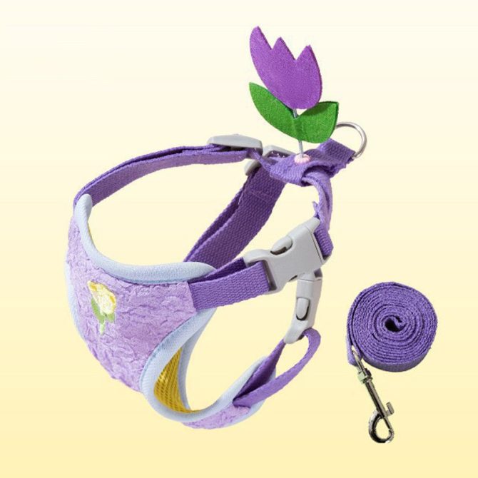 Arnés para Perros Transpirable con Linda Florecita Wiggly Morado